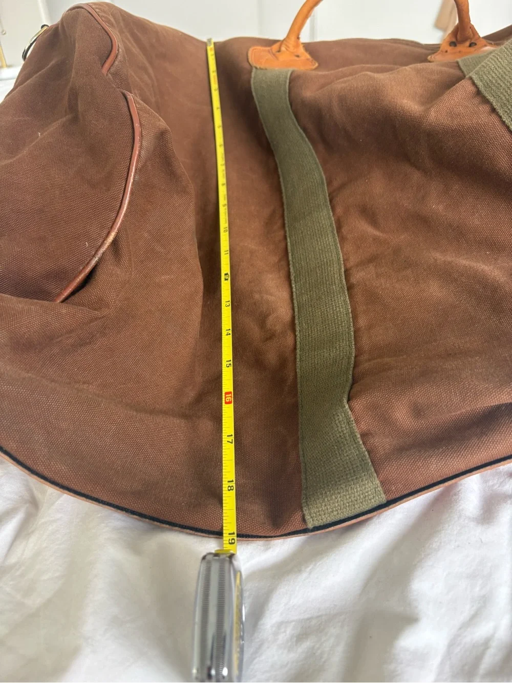 Vintage 1970s  L.L. Bean Canvas Duffle Bag Leather Bottom Sawtooth Tag Talon Zip